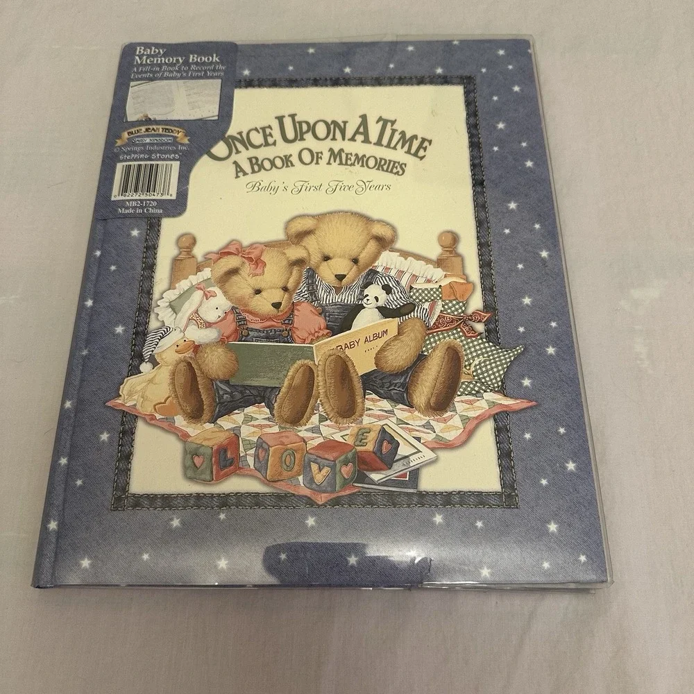 NEW Vintage Sweet Memories Baby's First 5 Years Memory Book Blue Jean Teddy 2001
